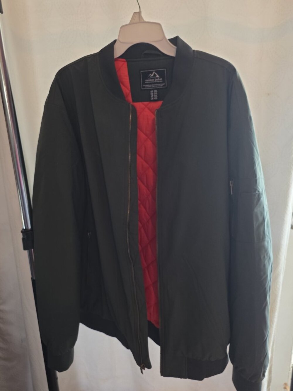 Magcomsen Green Bomber Jacket with Quilted Orange Lining Men's 2XL